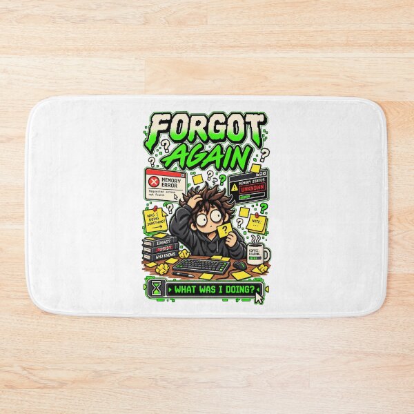 Item preview, Forgot Again – Retro Pixel Memory Error Humor designed and sold by Mad Factory Designs.