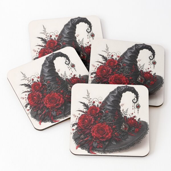 Item preview, Sombrero de bruja negro con detalles rojos designed and sold by DoveArtDesigns.