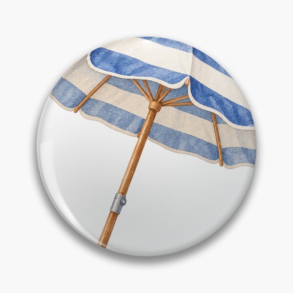 Item preview, Blue Striped New England Beach Umbrella designed and sold by saltyhydrangea.