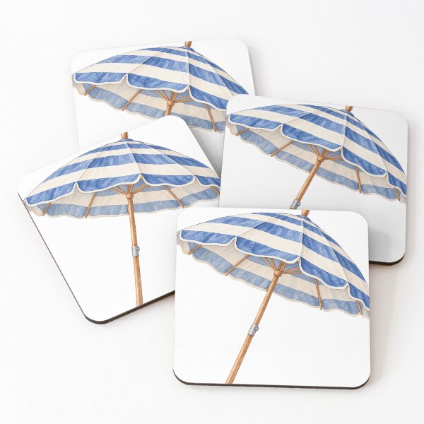 Item preview, Blue Striped New England Beach Umbrella designed and sold by saltyhydrangea.