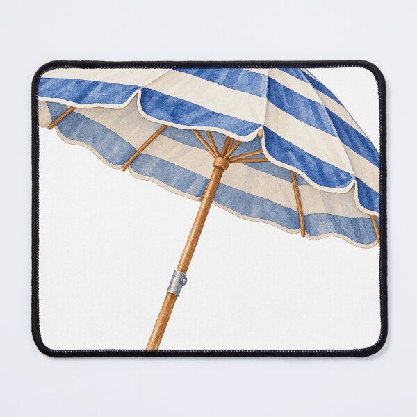 Item preview, Blue Striped New England Beach Umbrella designed and sold by saltyhydrangea.