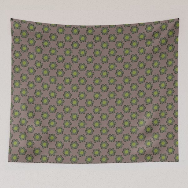 Item preview, Olive Green Hand Drawn Retro Floral | 70s Grandmillennial Pattern designed and sold by CaramelCo.