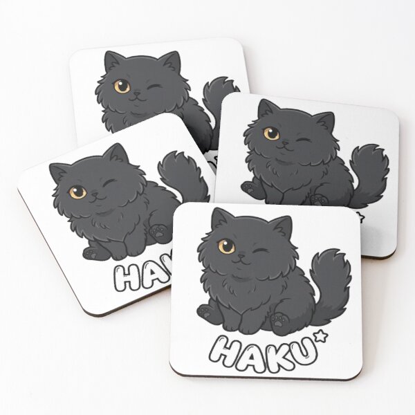 Item preview, Cute Fluffy Black Cat Winking Haku Kawaii Chibi Kitten designed and sold by PetalsPaws.