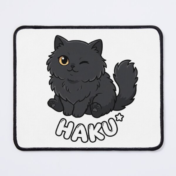 Item preview, Cute Fluffy Black Cat Winking Haku Kawaii Chibi Kitten designed and sold by PetalsPaws.