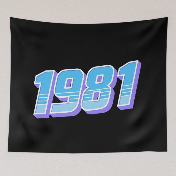 Item preview, "1981" retro synthwave style blue and purple designed and sold by Wawan35200.