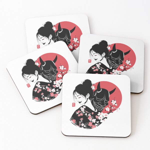 Item preview, japanese hannya mask red moon designed and sold by chickencute.