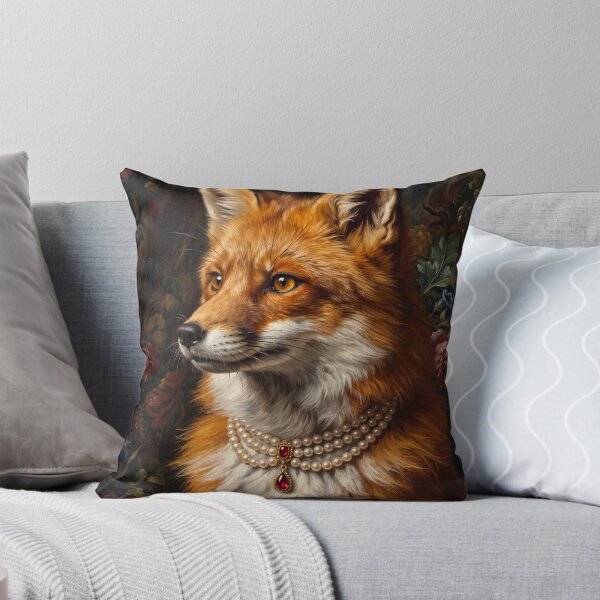 Item preview, Noble red fox with ruby teardrop necklace designed and sold by Real Beast Art.