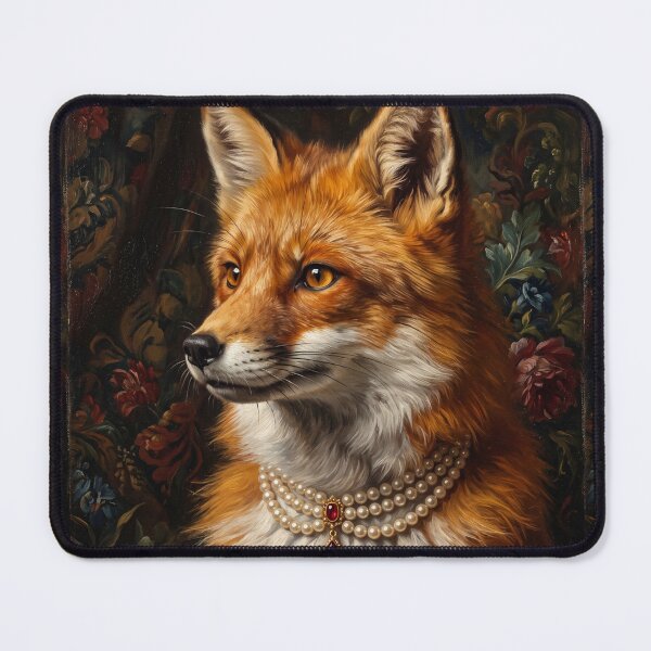 Item preview, Noble red fox with ruby teardrop necklace designed and sold by Real Beast Art.