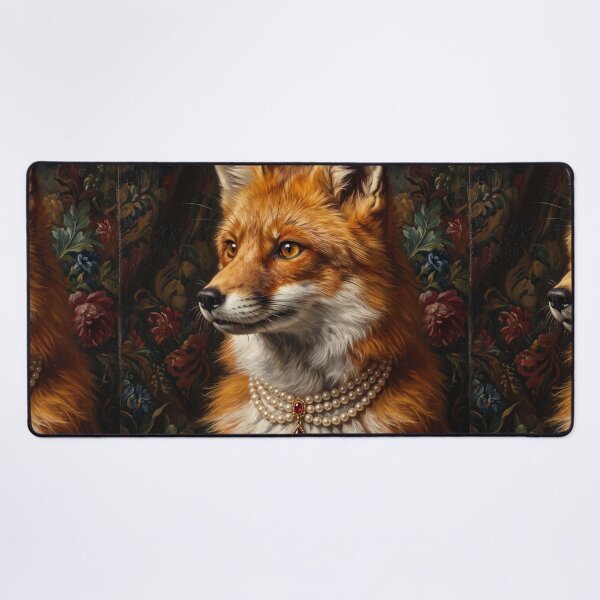 Item preview, Noble red fox with ruby teardrop necklace designed and sold by Real Beast Art.