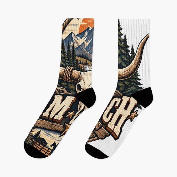 Item preview, Vintage Ram Ranch Western Longhorn Skull Cowboy Graphic | Rustic Ranch Life Design designed and sold by CreativeNest Prints.