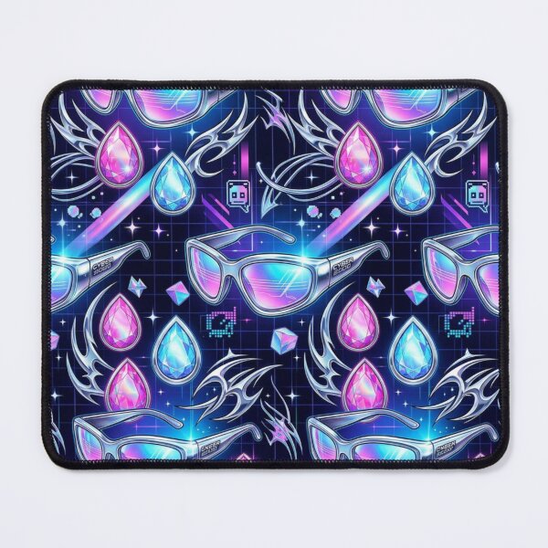 Item preview, Teardrop Gems & Cyber Sunglasses Y2K Cyber Pattern designed and sold by StickVerse by Owais.