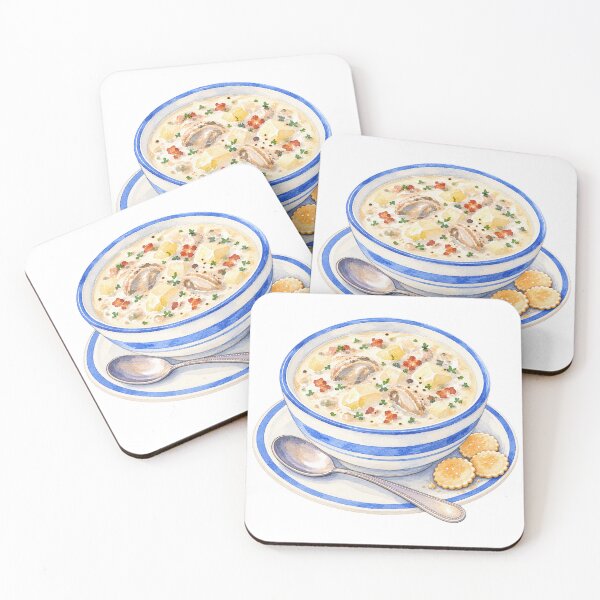Item preview, New England Clam Chowder Watercolor designed and sold by saltyhydrangea.