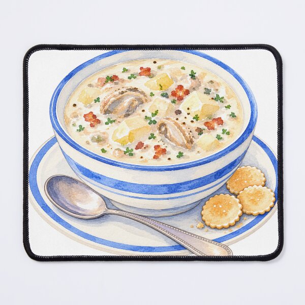 Item preview, New England Clam Chowder Watercolor designed and sold by saltyhydrangea.