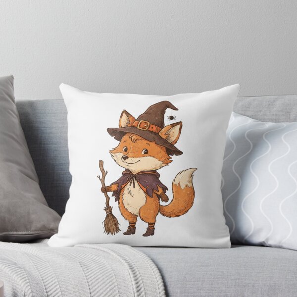Item preview, Cute Witch Fox – Magical Woodland Halloween - Fox Witch Riding a Broom designed and sold by SOUFIANE1991.