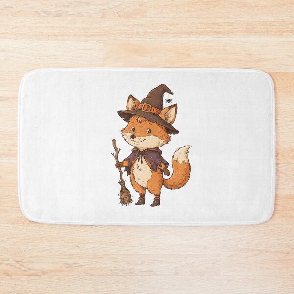 Item preview, Cute Witch Fox – Magical Woodland Halloween - Fox Witch Riding a Broom designed and sold by SOUFIANE1991.