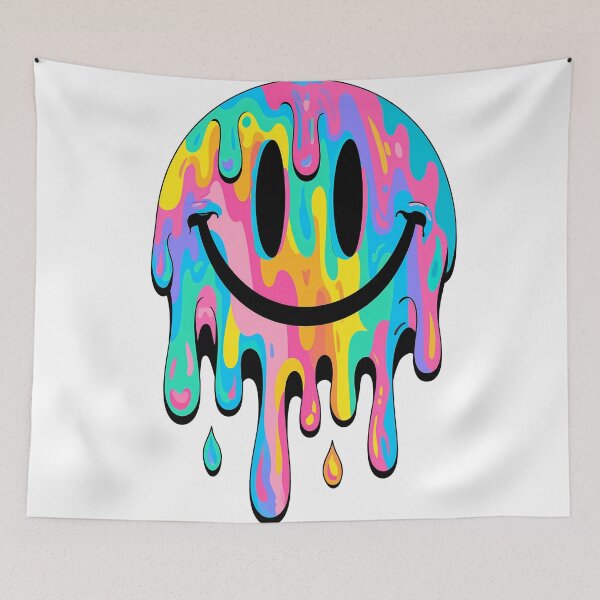 Item preview, Psychedelic melting smiley face - Colorful rainbow liquid art designed and sold by Artdavesalzburg.