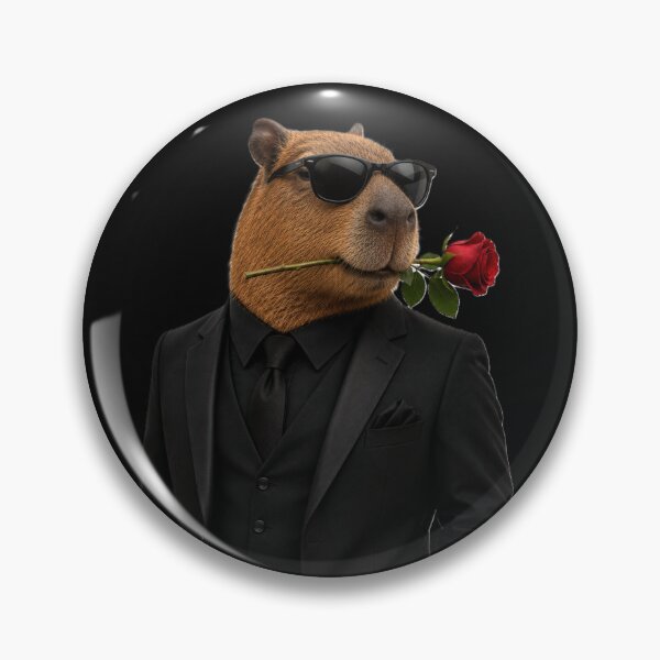 Item preview, Cool Capybara in Black Suit with Sunglasses and Red Rose Funny Gentleman designed and sold by AstraDrip Studio.