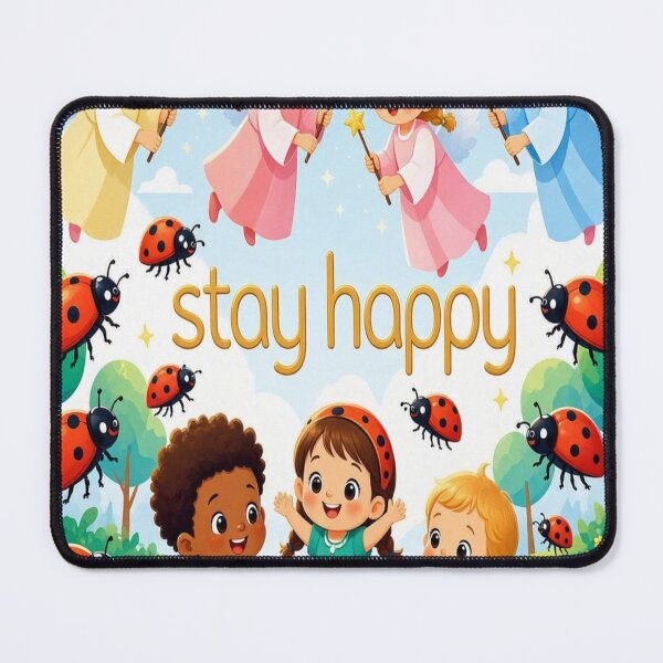 Item preview, Stay Happy Cute Kids and Fairies with Ladybugs designed and sold by Breezes-of-Ida.