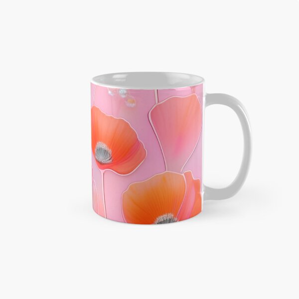Item preview, WHITE POPPY H009 SHEER GOSSAMER PEACH PINK Stained Glass Art Print Party Decoration~Baby/Bridal/Wedding/Birthday Gift Favor designed and sold by Spinning Plates 360.