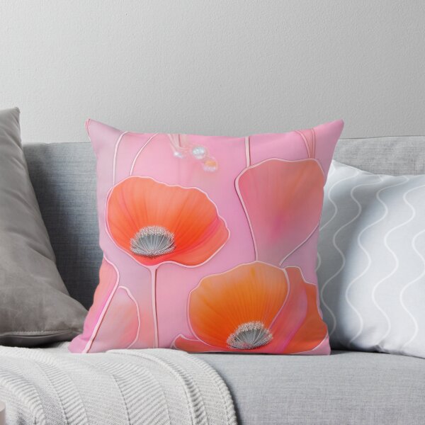 Item preview, WHITE POPPY H009 SHEER GOSSAMER PEACH PINK Stained Glass Art Print Party Decoration~Baby/Bridal/Wedding/Birthday Gift Favor designed and sold by Spinning Plates 360.