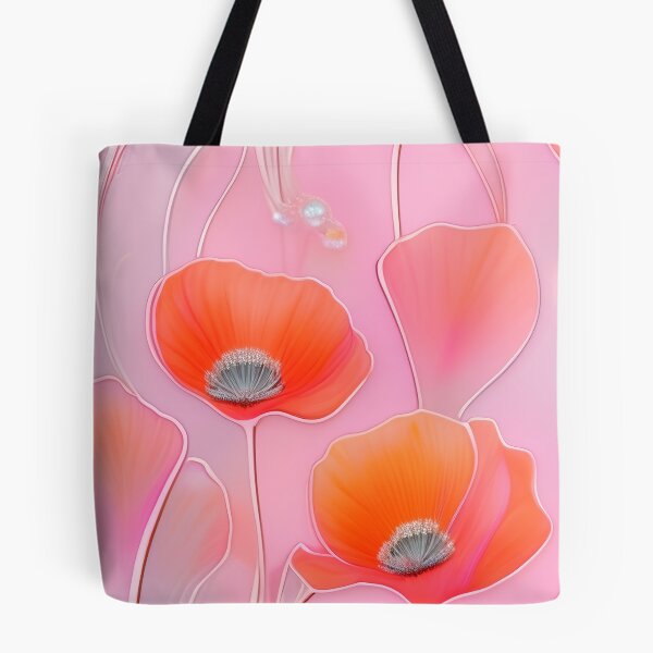 Item preview, WHITE POPPY H009 SHEER GOSSAMER PEACH PINK Stained Glass Art Print Party Decoration~Baby/Bridal/Wedding/Birthday Gift Favor designed and sold by Spinning Plates 360.