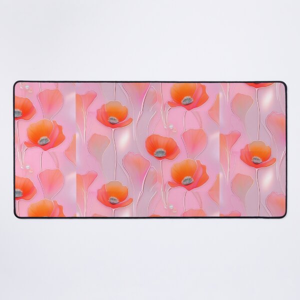 Item preview, WHITE POPPY H009 SHEER GOSSAMER PEACH PINK Stained Glass Art Print Party Decoration~Baby/Bridal/Wedding/Birthday Gift Favor designed and sold by Spinning Plates 360.