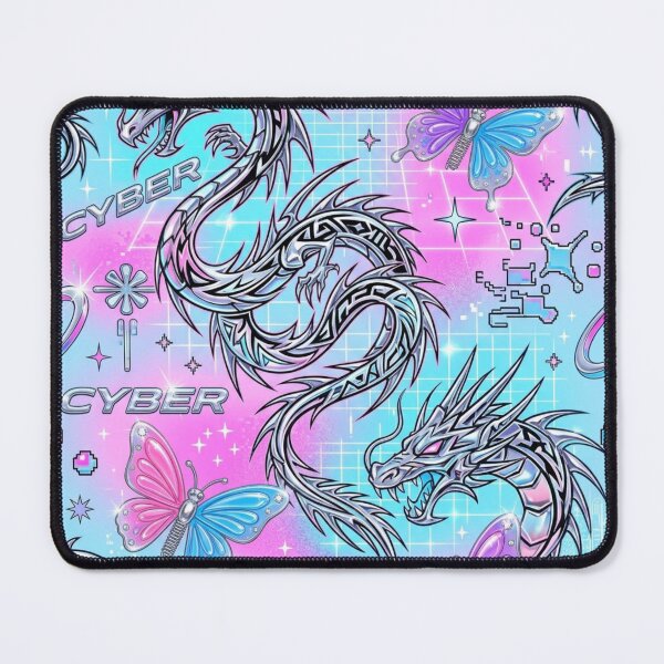 Item preview, Tribal Dragons & Butterfly Hair Clips Y2K Cyber Pattern designed and sold by StickVerse by Owais.