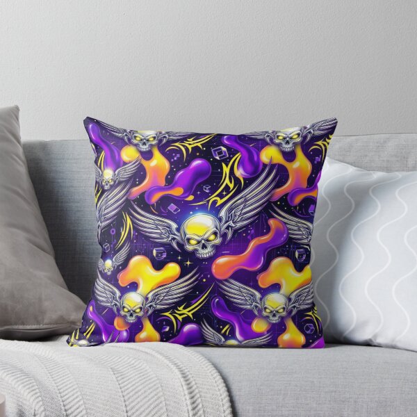 Item preview, Winged Skulls & Lava Lamp Blobs Y2K Cyber Pattern designed and sold by StickVerse by Owais.