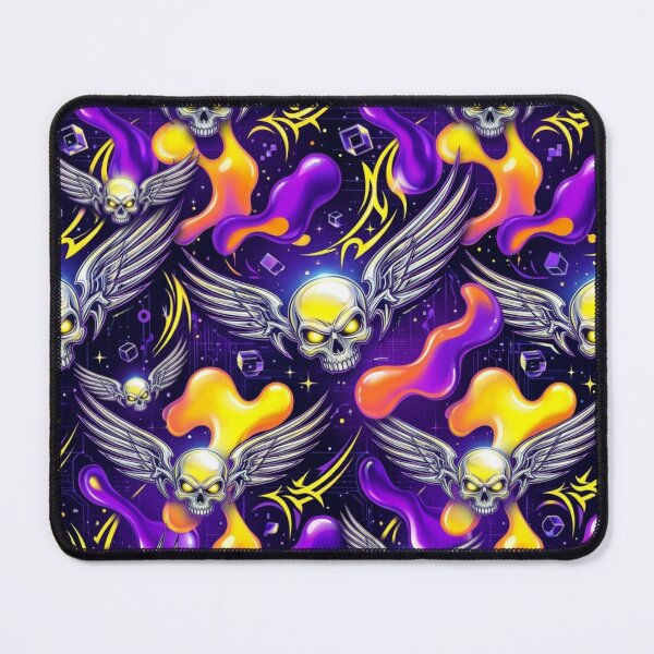 Item preview, Winged Skulls & Lava Lamp Blobs Y2K Cyber Pattern designed and sold by StickVerse by Owais.