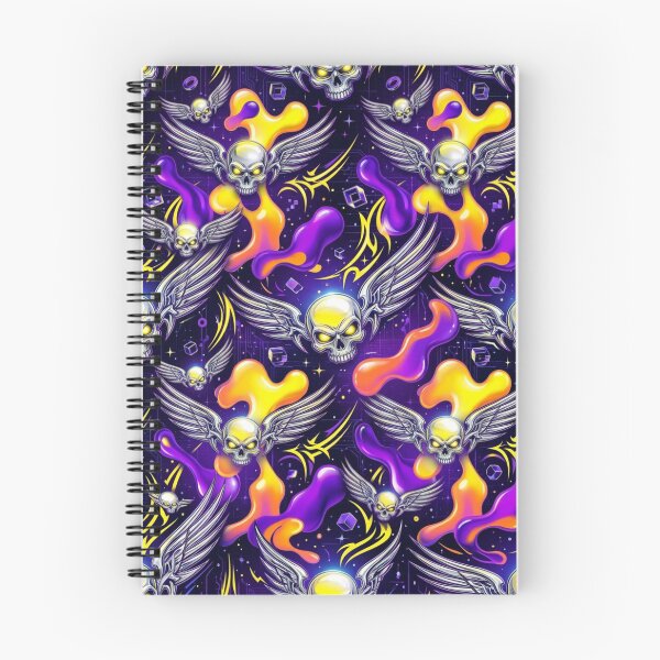 Item preview, Winged Skulls & Lava Lamp Blobs Y2K Cyber Pattern designed and sold by StickVerse by Owais.