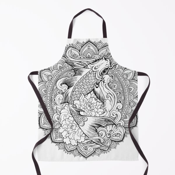 Item preview, Koi Fish Mandala Art | Japanese Koi Sacred Geometry | Black and White Animal Mandala | Ornamental Fish Wall Art | Zen Floral Design designed and sold by suryabumblee.