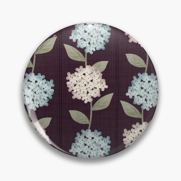 Item preview, Blue and Beige Hydrangeas Floral Stripe and Thin Stripes Deep Plum Purple designed and sold by JasmineGDesigns.