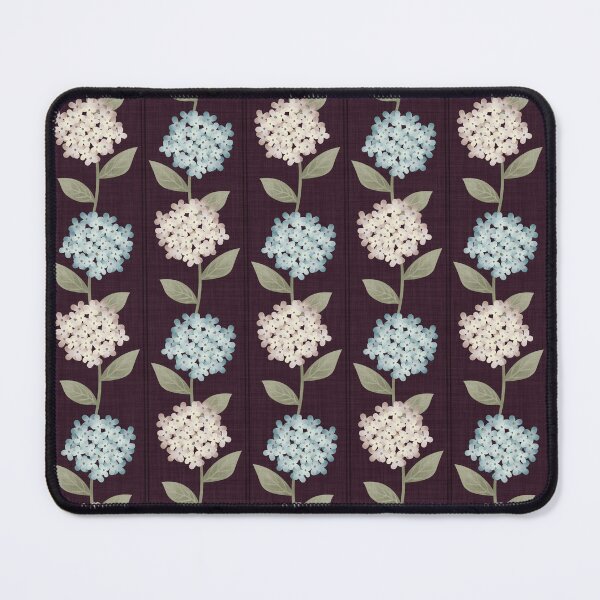 Item preview, Blue and Beige Hydrangeas Floral Stripe and Thin Stripes Deep Plum Purple designed and sold by JasmineGDesigns.