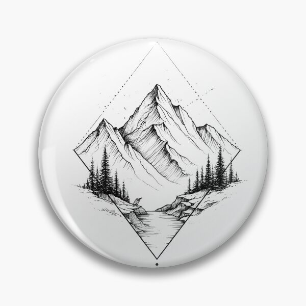 Item preview, Geometric mountain landscape line art - Minimalist nature designed and sold by Artdavesalzburg.