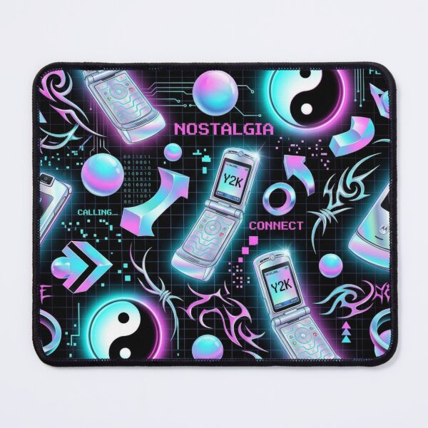 Item preview, Yin Yang Symbols & Retro Flip Phones Y2K Cyber Pattern designed and sold by StickVerse by Owais.