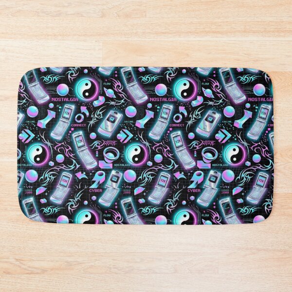 Item preview, Yin Yang Symbols & Retro Flip Phones Y2K Cyber Pattern designed and sold by StickVerse by Owais.