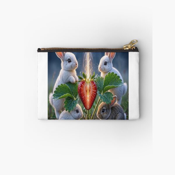 Item preview, Cute Bunnies and Magical Glowing Strawberry Art designed and sold by Breezes-of-Ida.