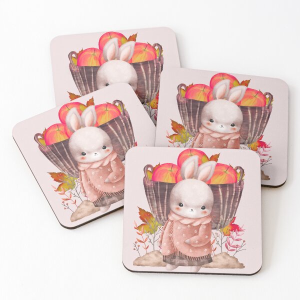 Item preview, Cozy Fall Design | Cute Rabbit & Apple Basket designed and sold by AppealingVibes.