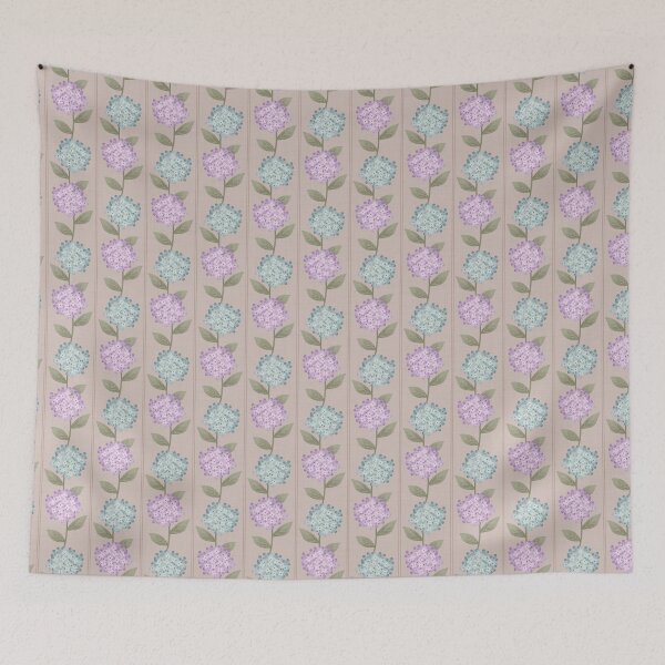 Item preview,  Blue and Purple Hydrangeas Floral Stripe and Thin Stripes Mauve Pink designed and sold by JasmineGDesigns.