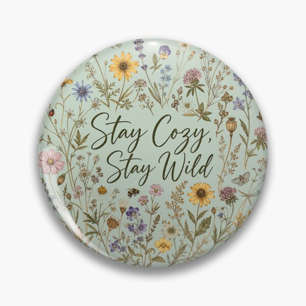 Item preview, Stay Cozy Stay Wild Wildflower Meadow Wreath Vintage Floral Illustration designed and sold by Modern Antique Atelier .