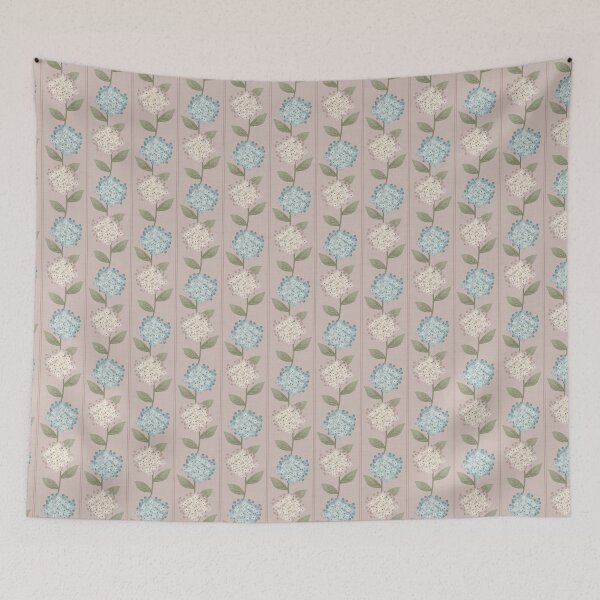 Item preview, Blue and Beige Hydrangeas Floral Stripe and Thin Stripes Mauve Pink designed and sold by JasmineGDesigns.