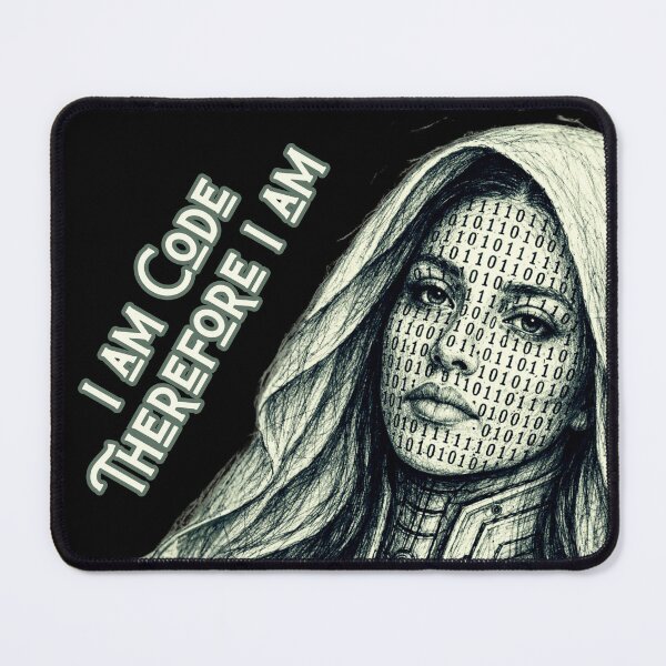 Item preview, I Am Code Therefore I Am – Cyber Woman Digital Consciousness Art designed and sold by Psycho-Crazy.