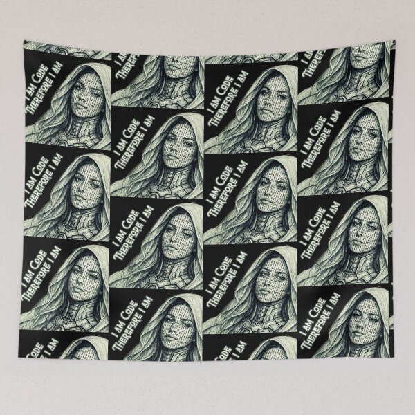 Item preview, I Am Code Therefore I Am – Cyber Woman Digital Consciousness Art designed and sold by Psycho-Crazy.
