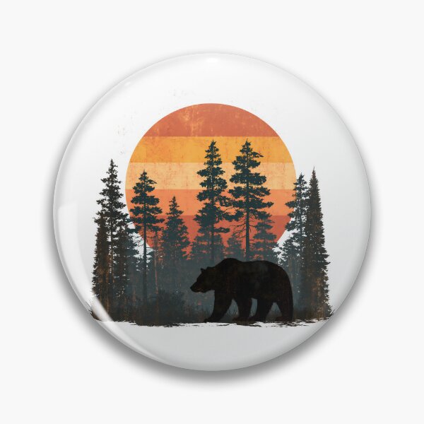 Item preview, Retro 70s sunset with bear - Vintage forest & nature designed and sold by Artdavesalzburg.