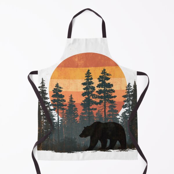 Item preview, Retro 70s sunset with bear - Vintage forest & nature designed and sold by Artdavesalzburg.
