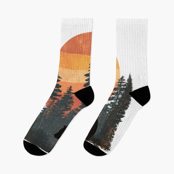 Item preview, Retro 70s sunset with bear - Vintage forest & nature designed and sold by Artdavesalzburg.