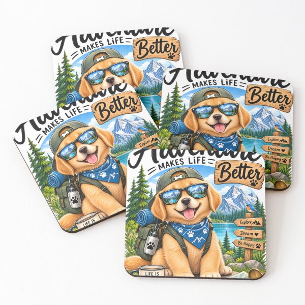 Item preview, Adventure Makes Life Better Golden Retriever Hiking  | Cute Camping Dog  | Nature Lover Gift designed and sold by : CraftyVibes.