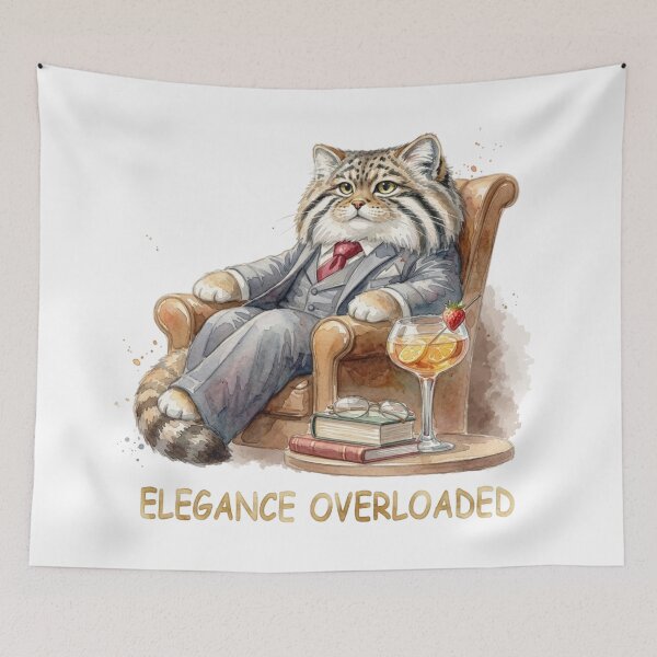 Item preview, Dapper Pallas Cat in Suit Watercolor - Elegance Overloaded designed and sold by PawtopiaArt.