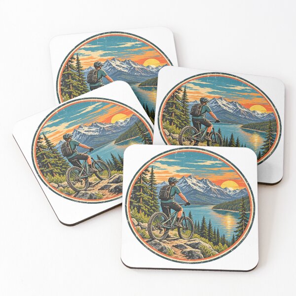 Item preview, Retro Mountain Biking Adventure Landscape designed and sold by alwaysadeal.
