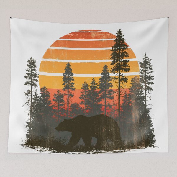Item preview, Bear in the wilderness - 70s retro sunset designed and sold by Artdavesalzburg.